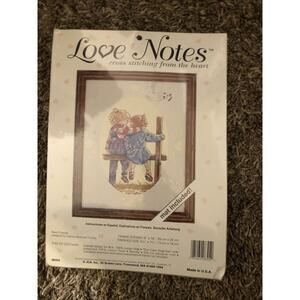 Best Friends Cross Stitch Kit with Mat Love Notes NIP JCA 8x10 Little Girls